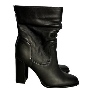 Steve Madden 7.5 Black Vector Black Leather Slouch Ankle Boots